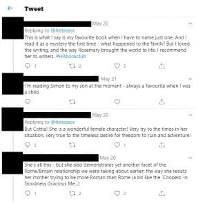 Twitter thread about book club